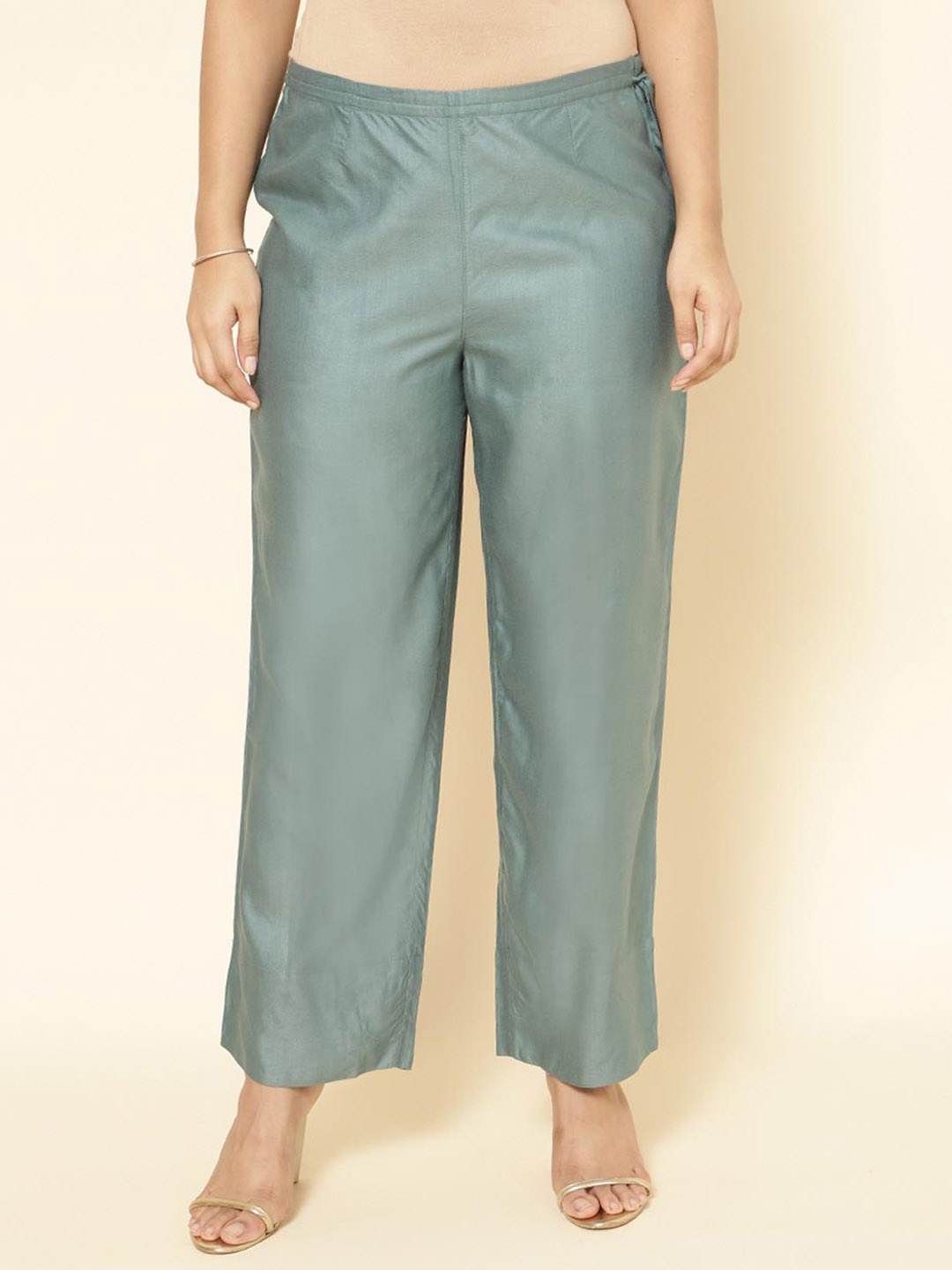 

Fabindia Women Parallel Trousers, Green