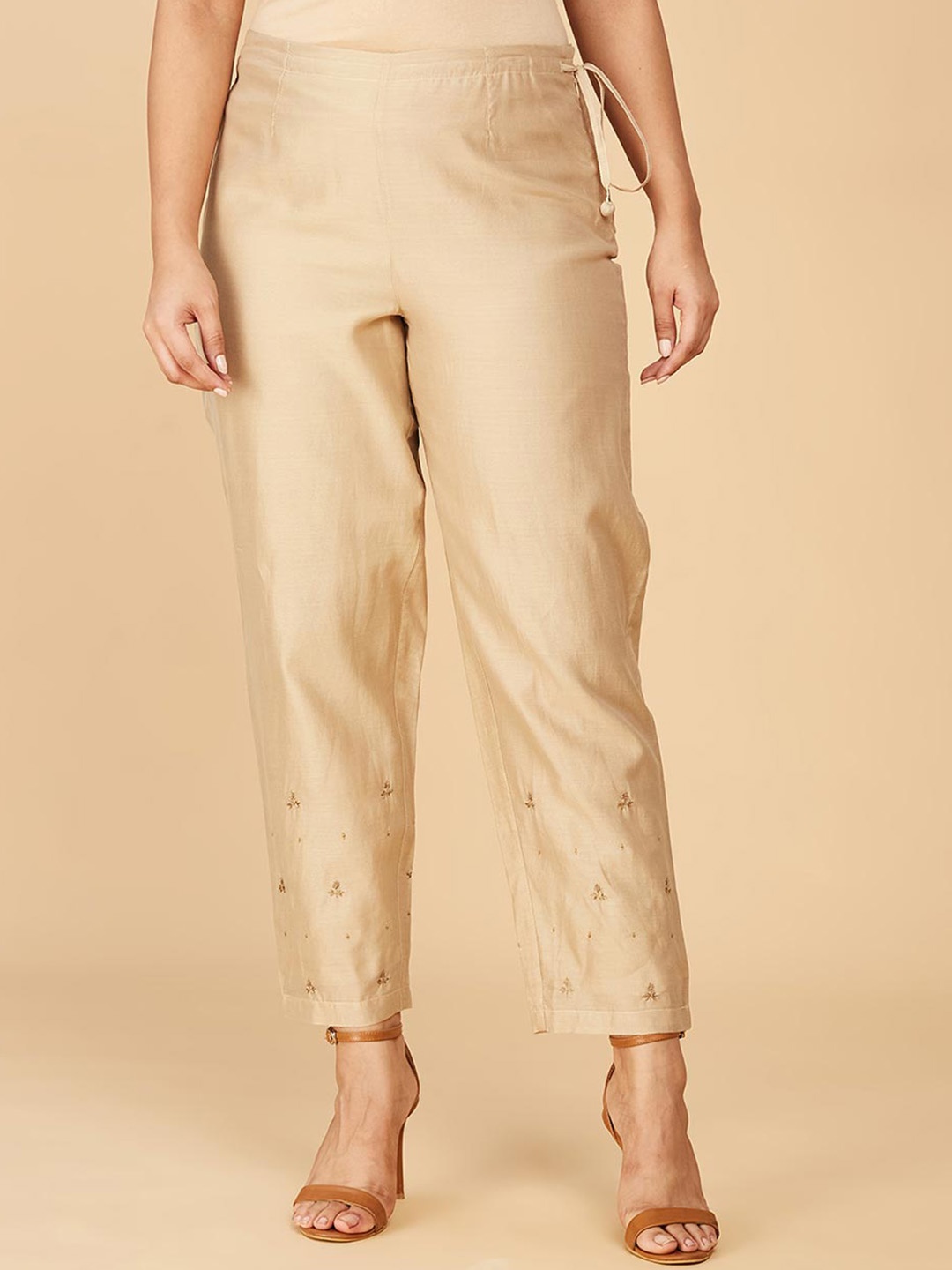 

Fabindia Women Parallel Trousers, Beige