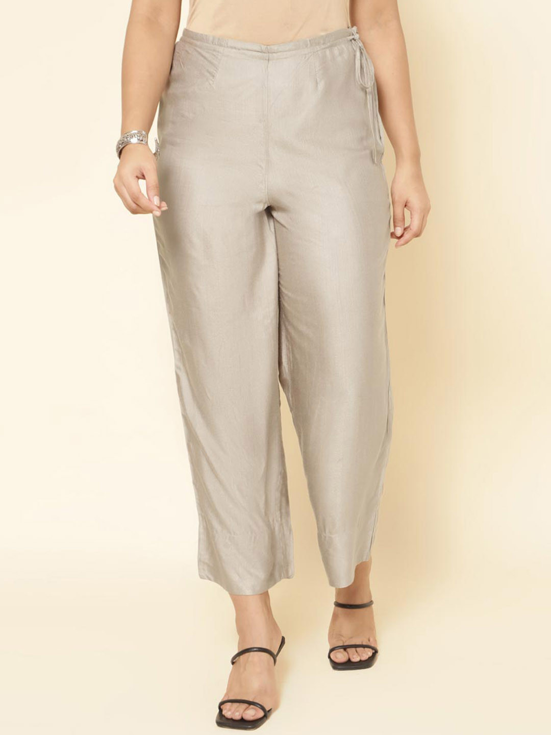

Fabindia Women Parallel Trousers, Grey