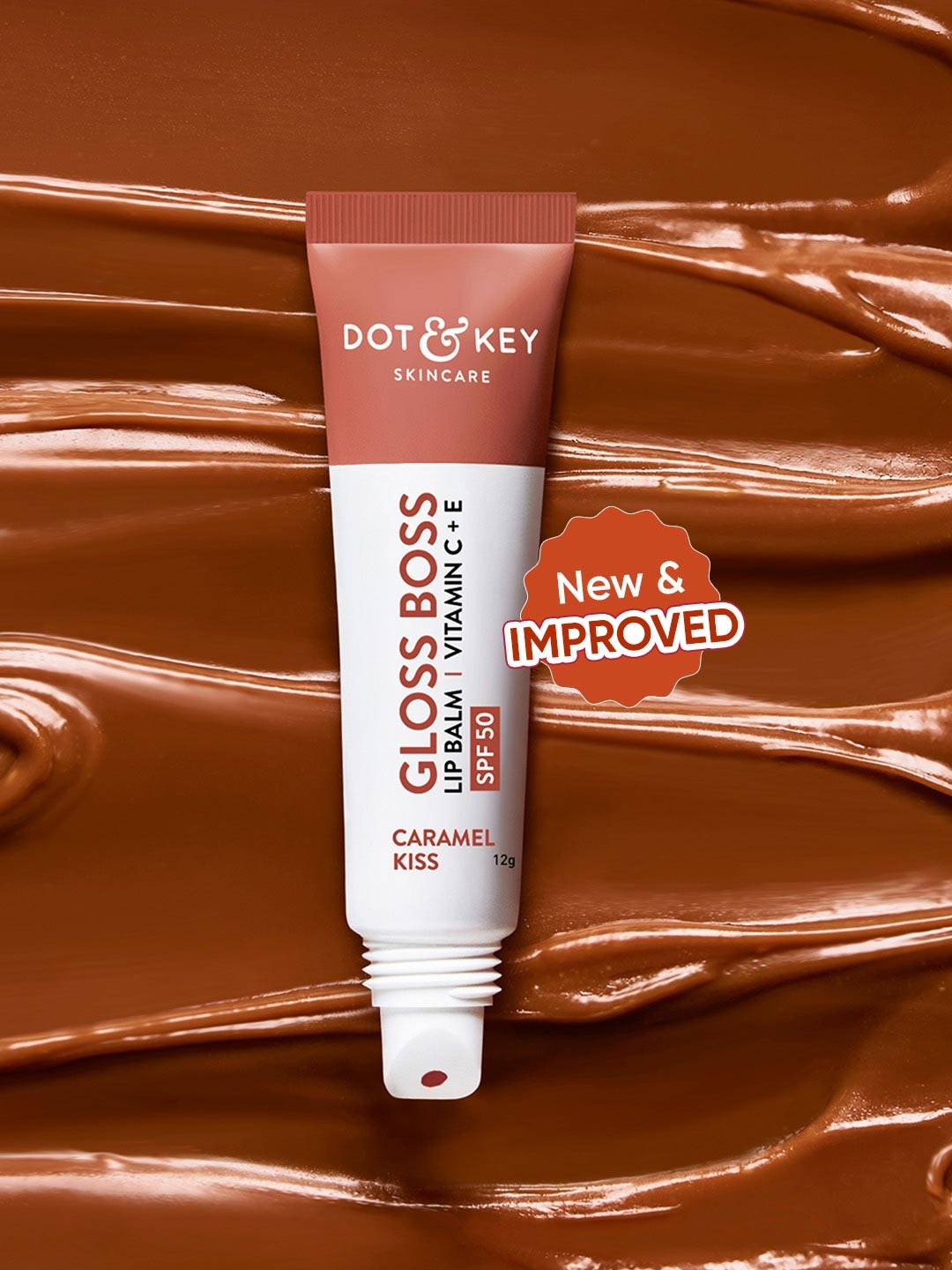 

DOT & KEY Gloss Boss SPF 50 Lip Balm with Vitamin C & E 12g - Caramel Kiss, Brown