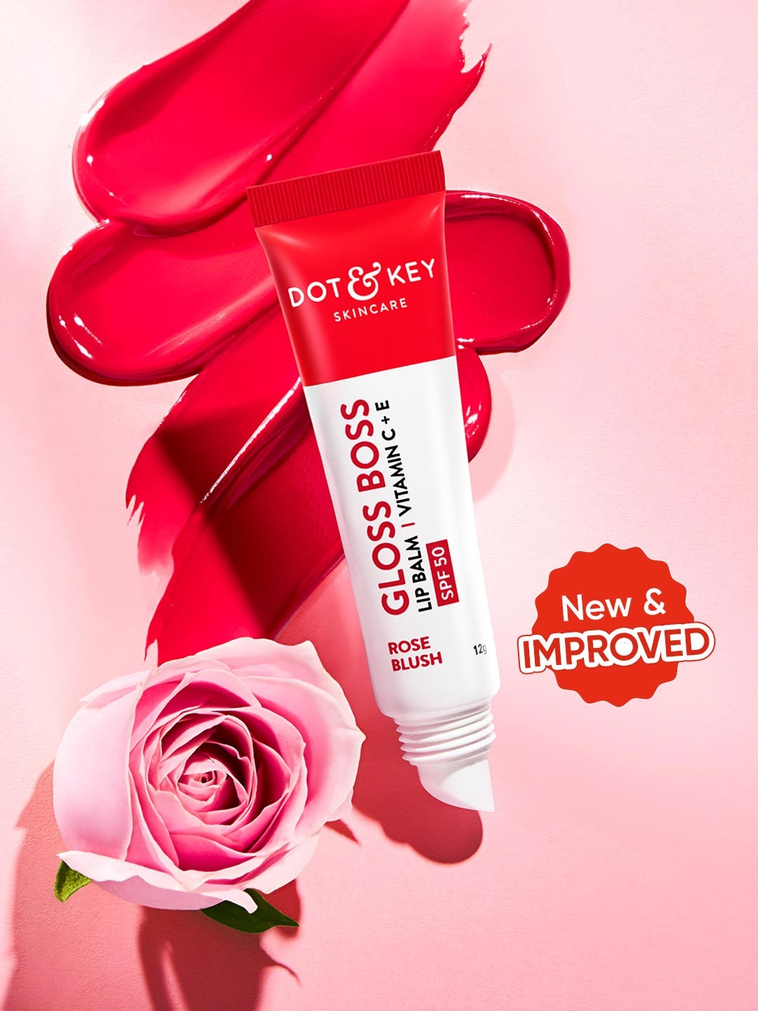 

DOT & KEY Gloss Boss SPF 50 Lip Balm with Vitamin C & E 12g - Rose Blush, Red