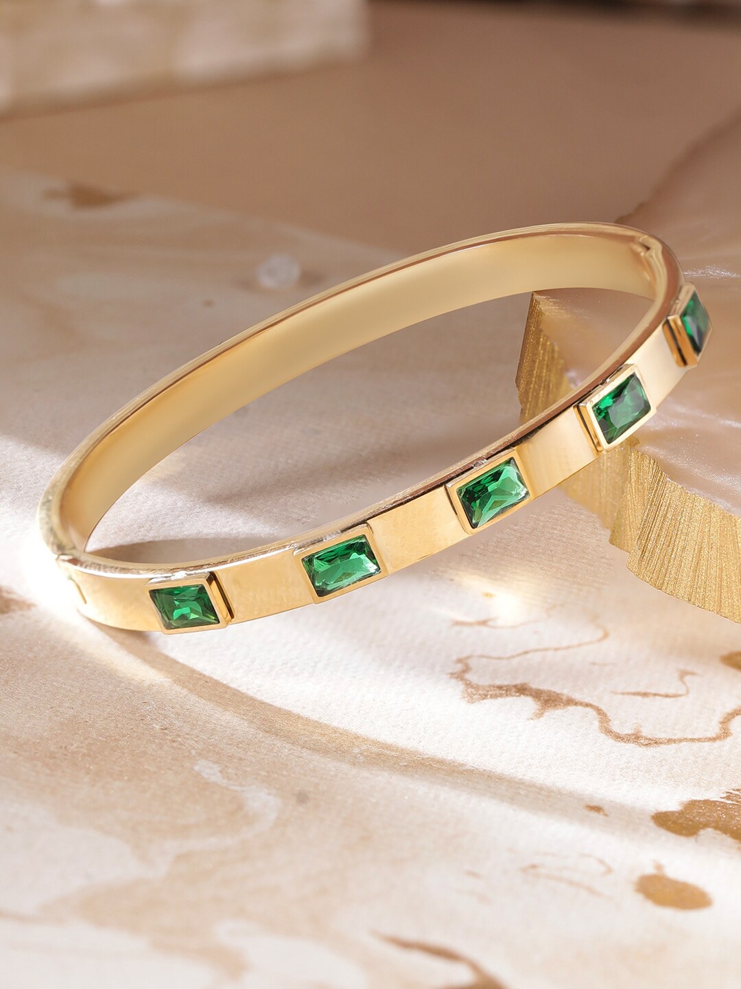 

Rubans Voguish 22K Gold plated Stainless steel Waterproof Zirconia Studded bracelet