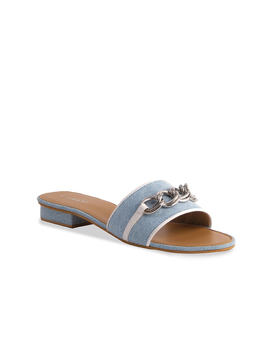 

ERIDANI Gaia Embellished Open Toe Flats, Blue