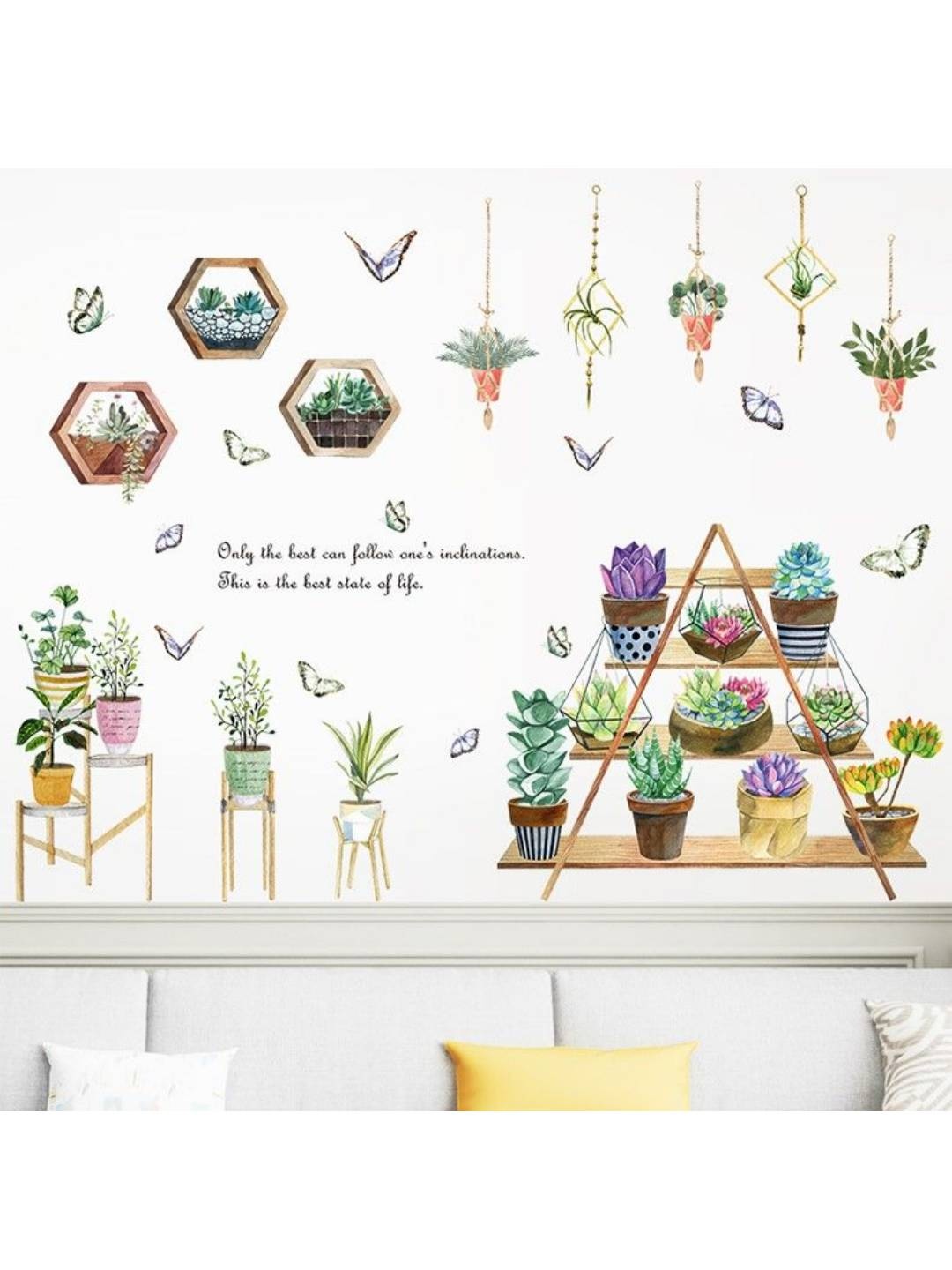

Jaamso Royals Green & Pink Plants Printed Self-Adhesive Wall Sticker