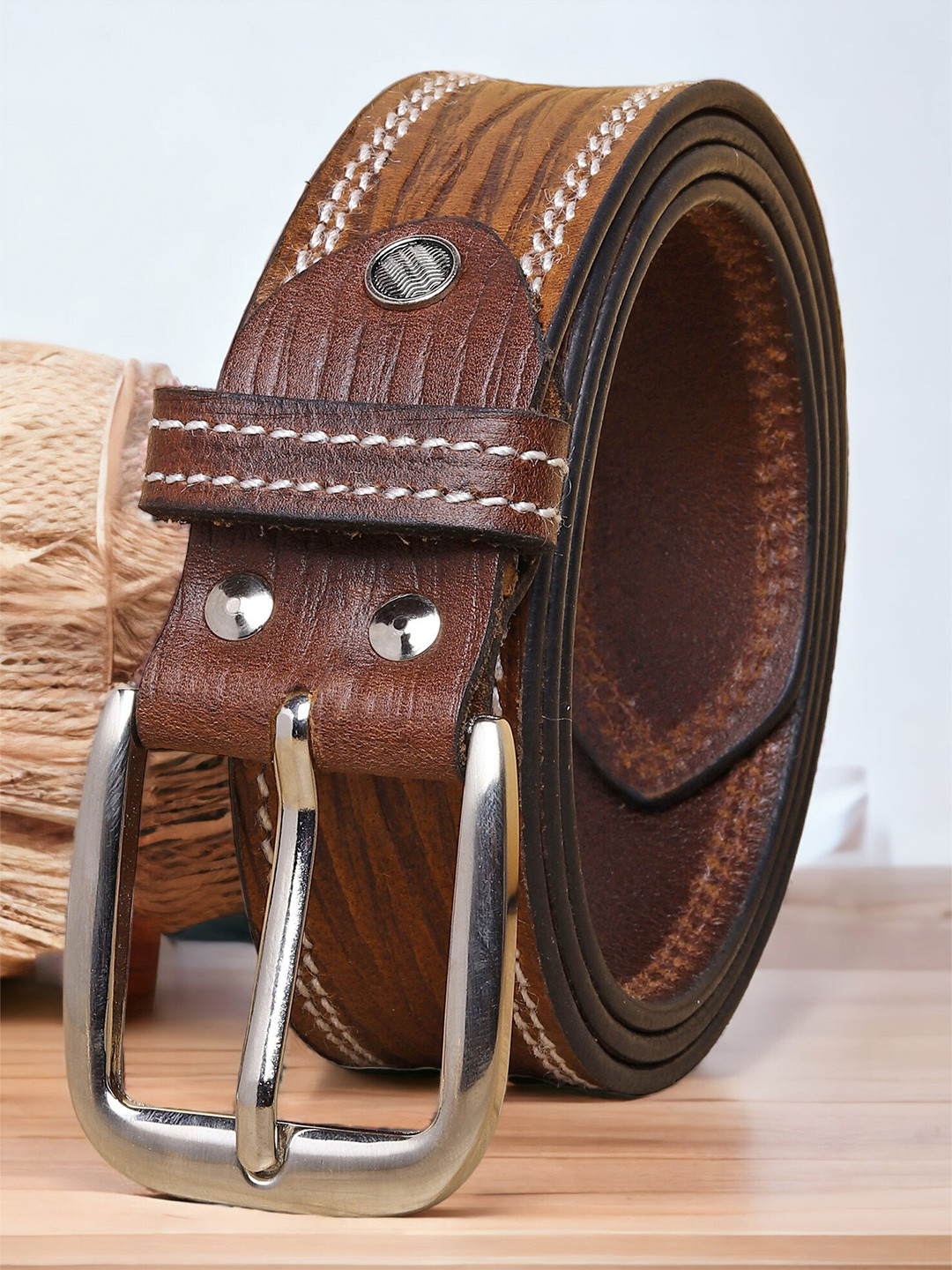 

Roadster Men Textured Genuine Leather Formal Belt, Brown