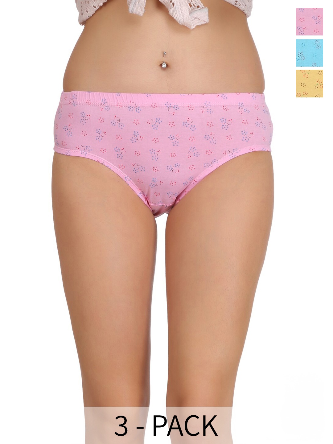 

Eve's Beauty Assorted Pack Of 3 Pure Cotton Hipster Briefs