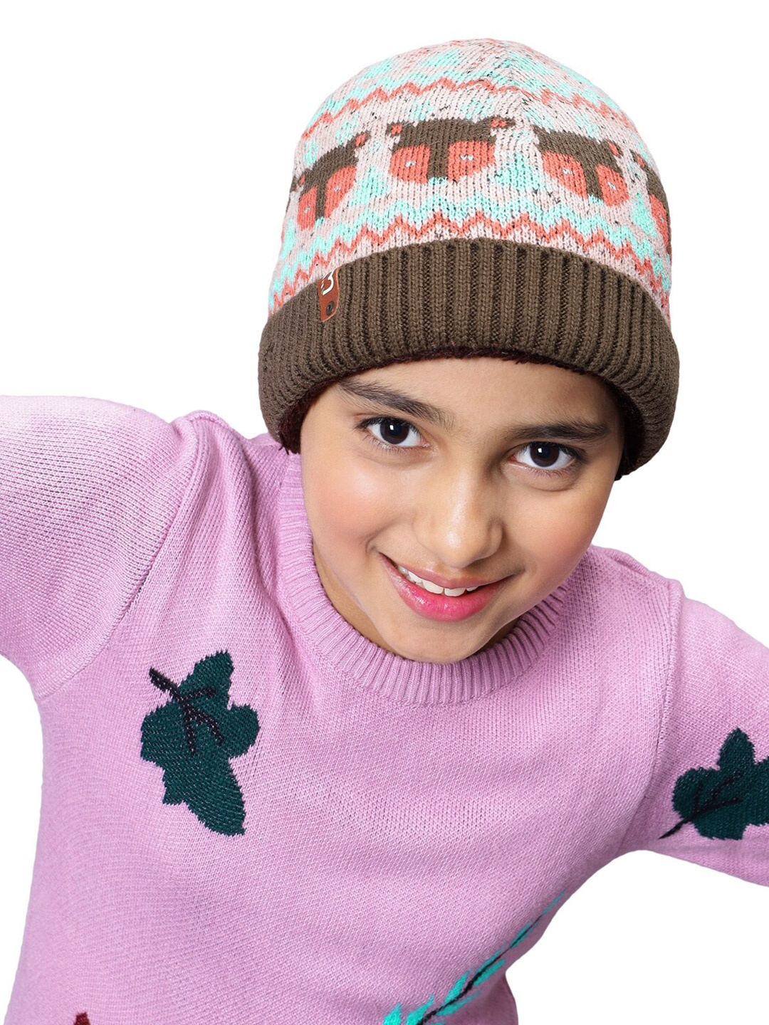 

Bharatasya Girls Self Design Acrylic Beanie, Grey