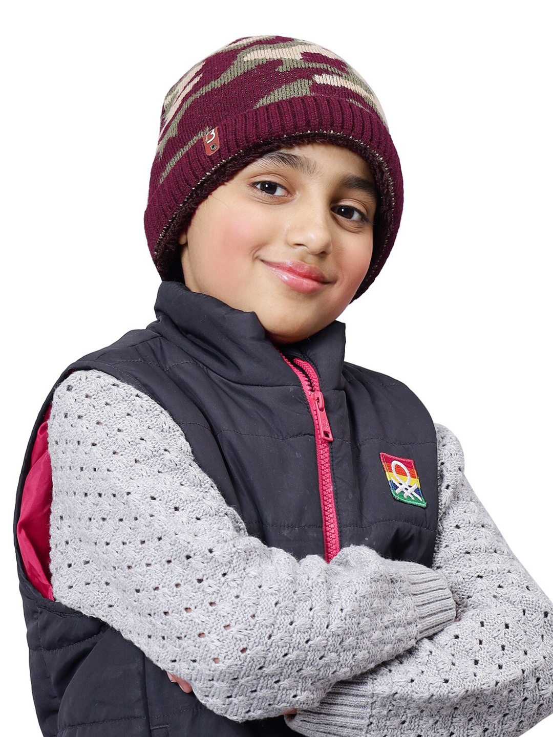

Bharatasya Girls Self Design Acrylic Beanie, Purple