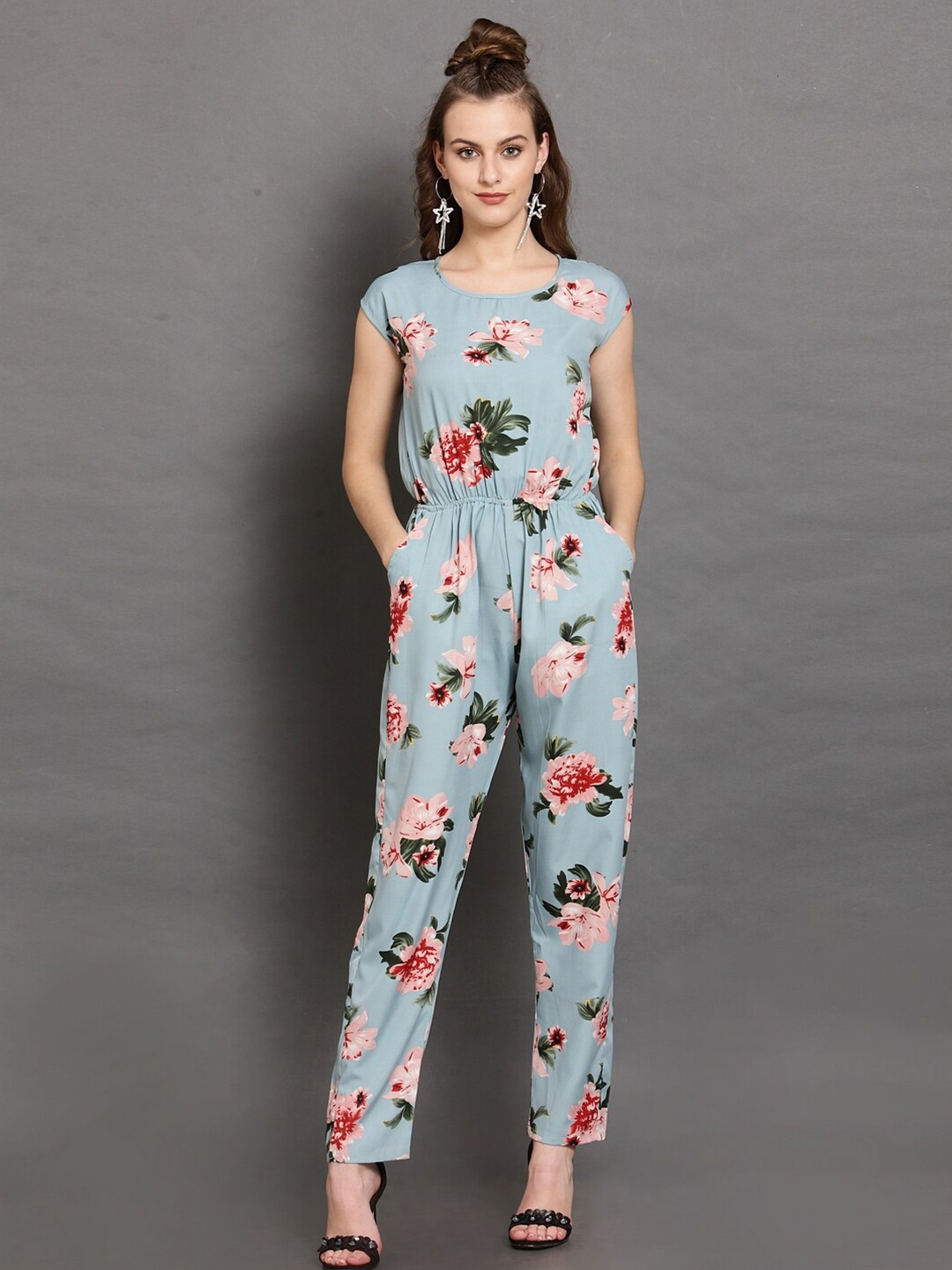 

BAESD Floral Printed Basic Jumpsuit, Blue