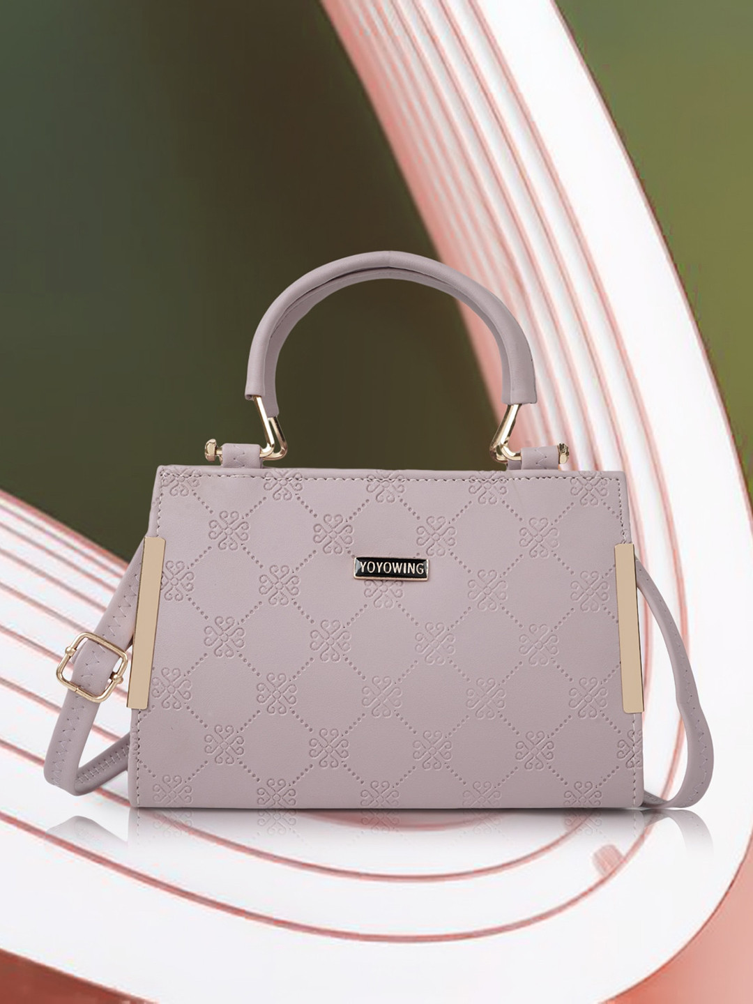 

YOYOWING Striped Structured Handheld Bag, Pink