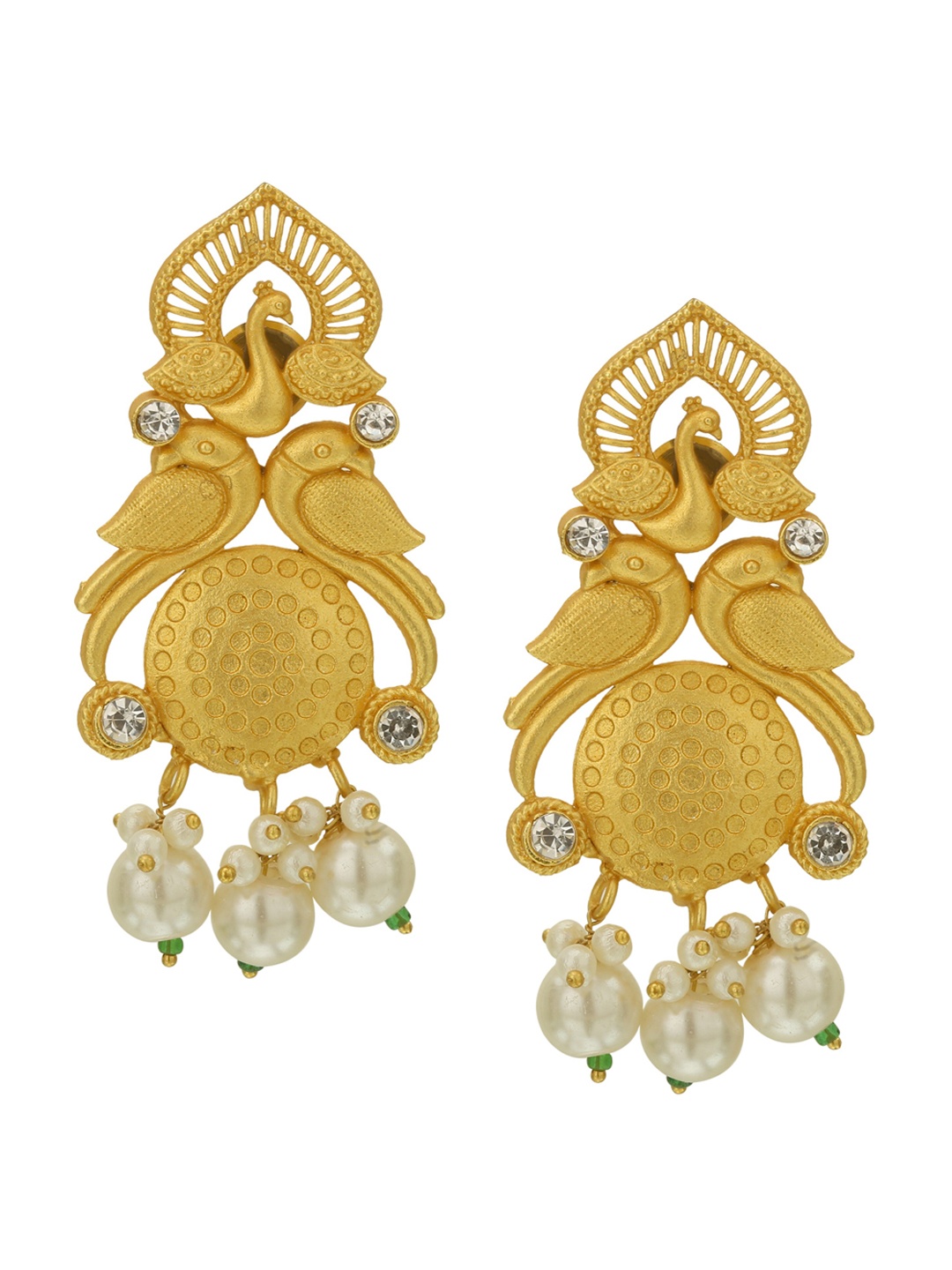 

CELEBRAVO Brass-Plated Peacock Shaped Drop Earrings, Gold
