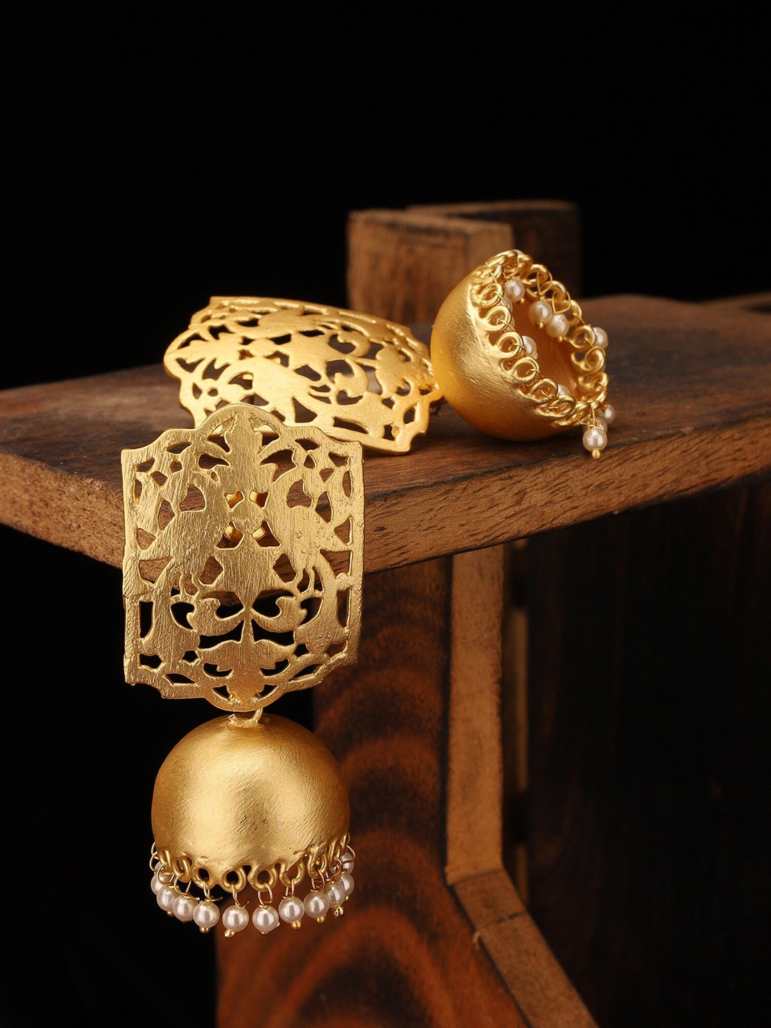 

CELEBRAVO Brass-Plated Floral Jhumkas, Gold