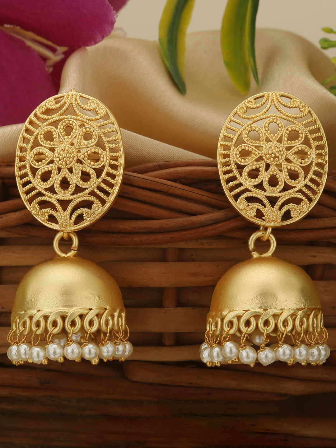 

CELEBRAVO Brass Plated Jhumkas, Gold