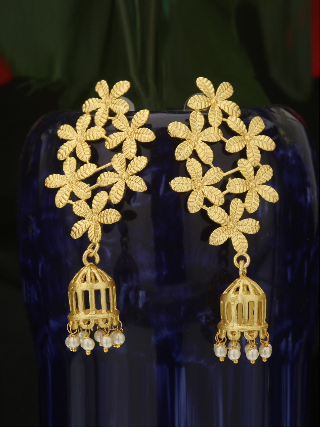 

CELEBRAVO Brass-Plated Dome Shaped Jhumkas, Gold