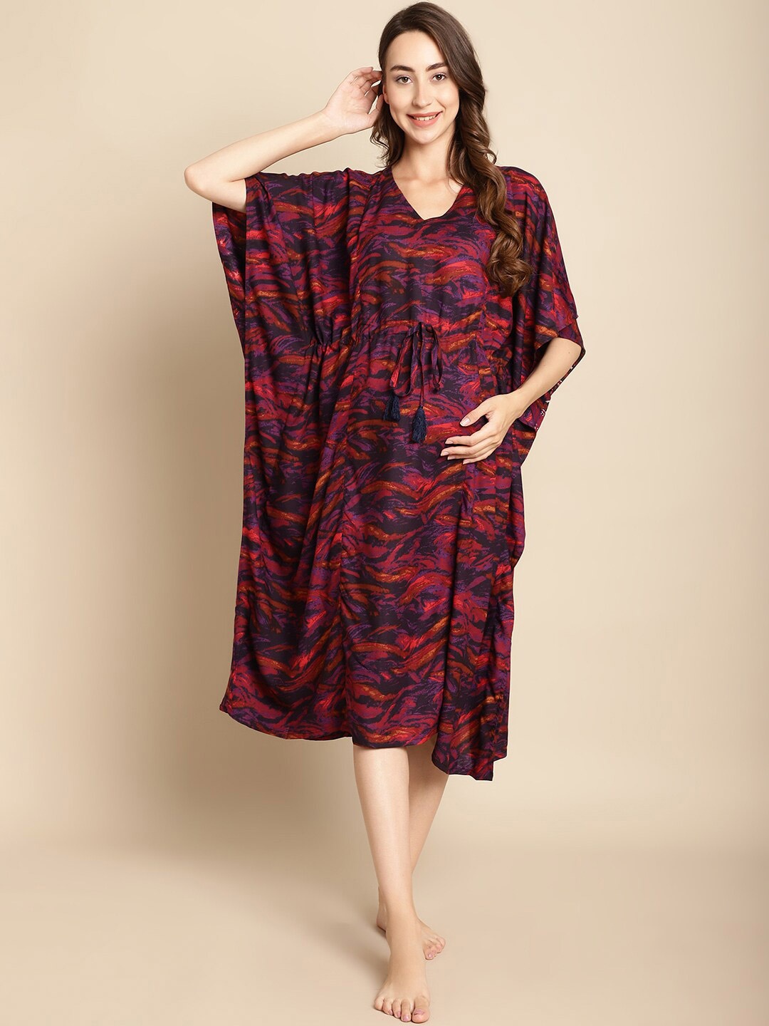 

Secret Wish Abstract Printed Maternity Kaftan Nightdress, Purple