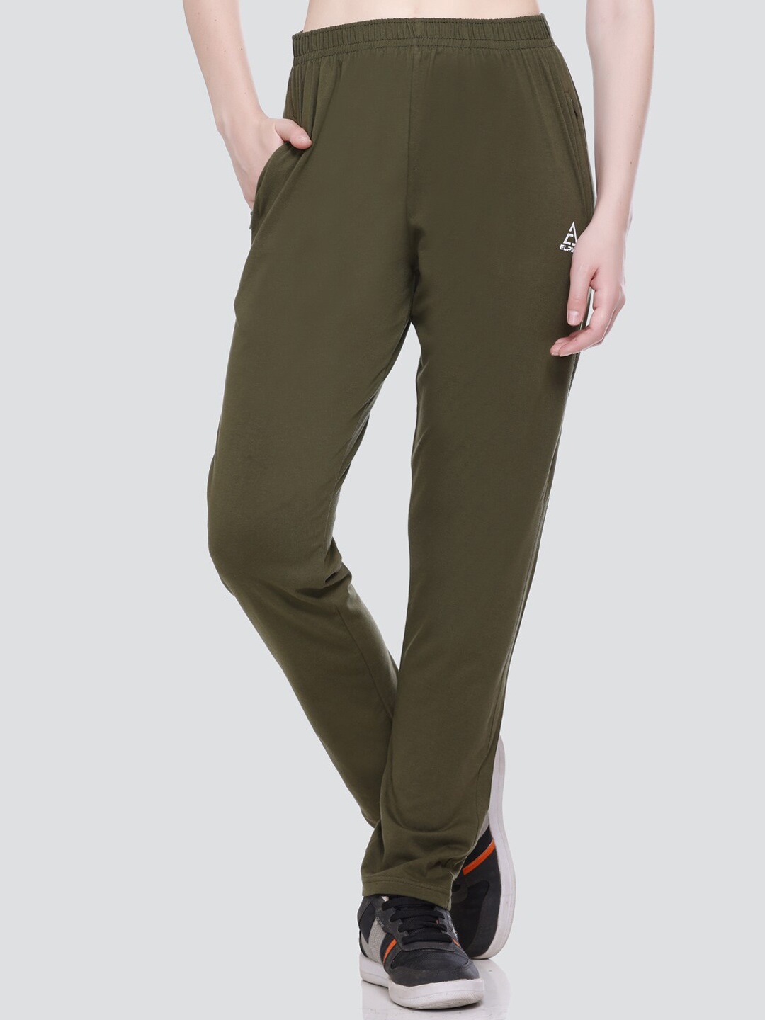 

ELPIDA Women Cotton Track Pants, Olive