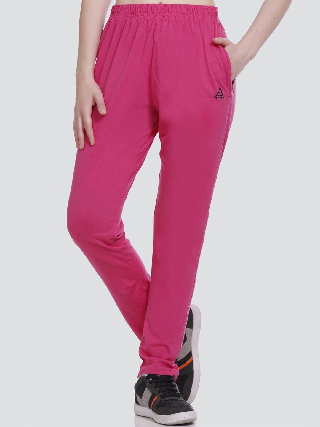 

ELPIDA Women Regular Fit Cotton Track Pants, Pink