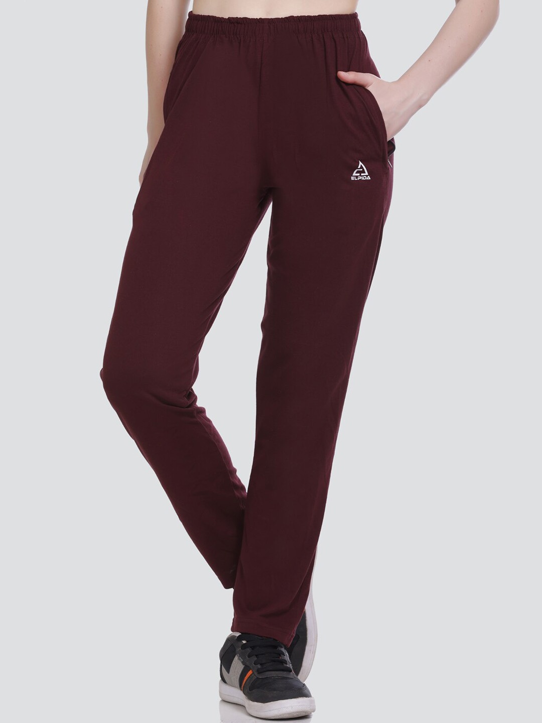 

ELPIDA Women Regular Fit Cotton Track Pants, Maroon
