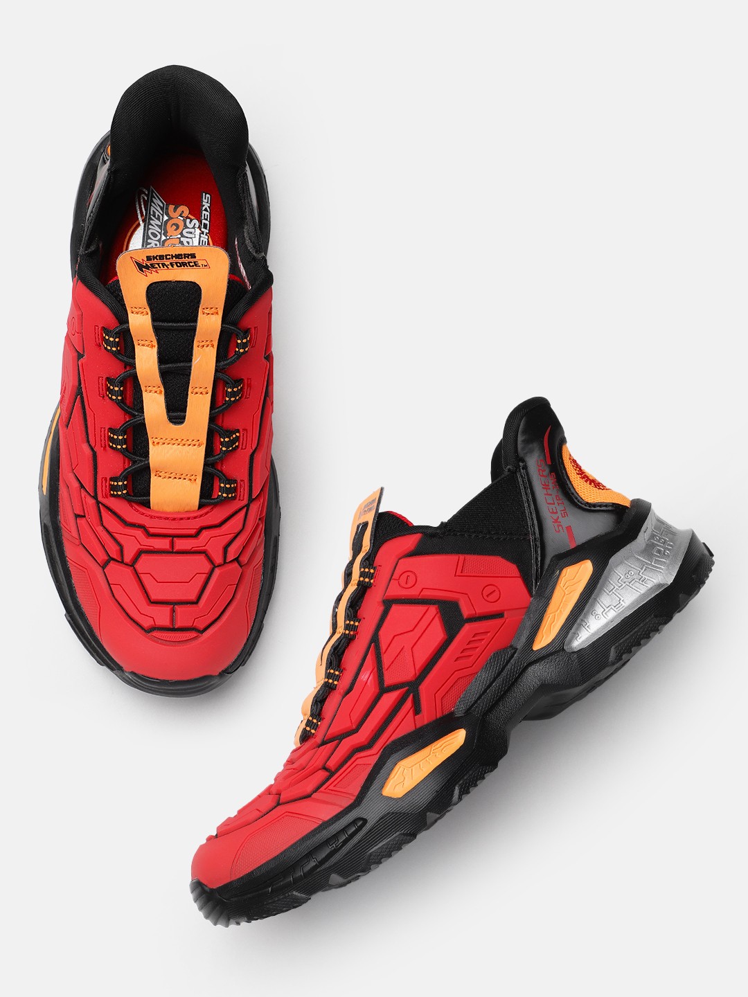 

Skechers Boys SKECH-BOTS - ORBITRON Textured Sneakers, Red
