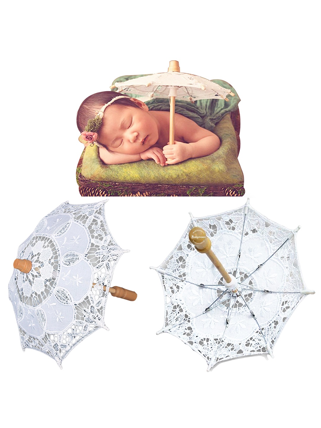 

Babymoon Infants Umbrella Photoshoot Prop, White