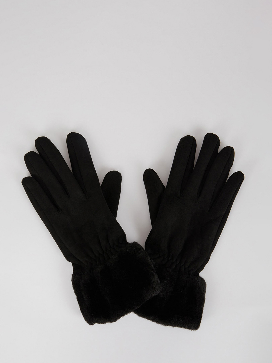 

DeFacto Women Fur Hand Gloves, Black
