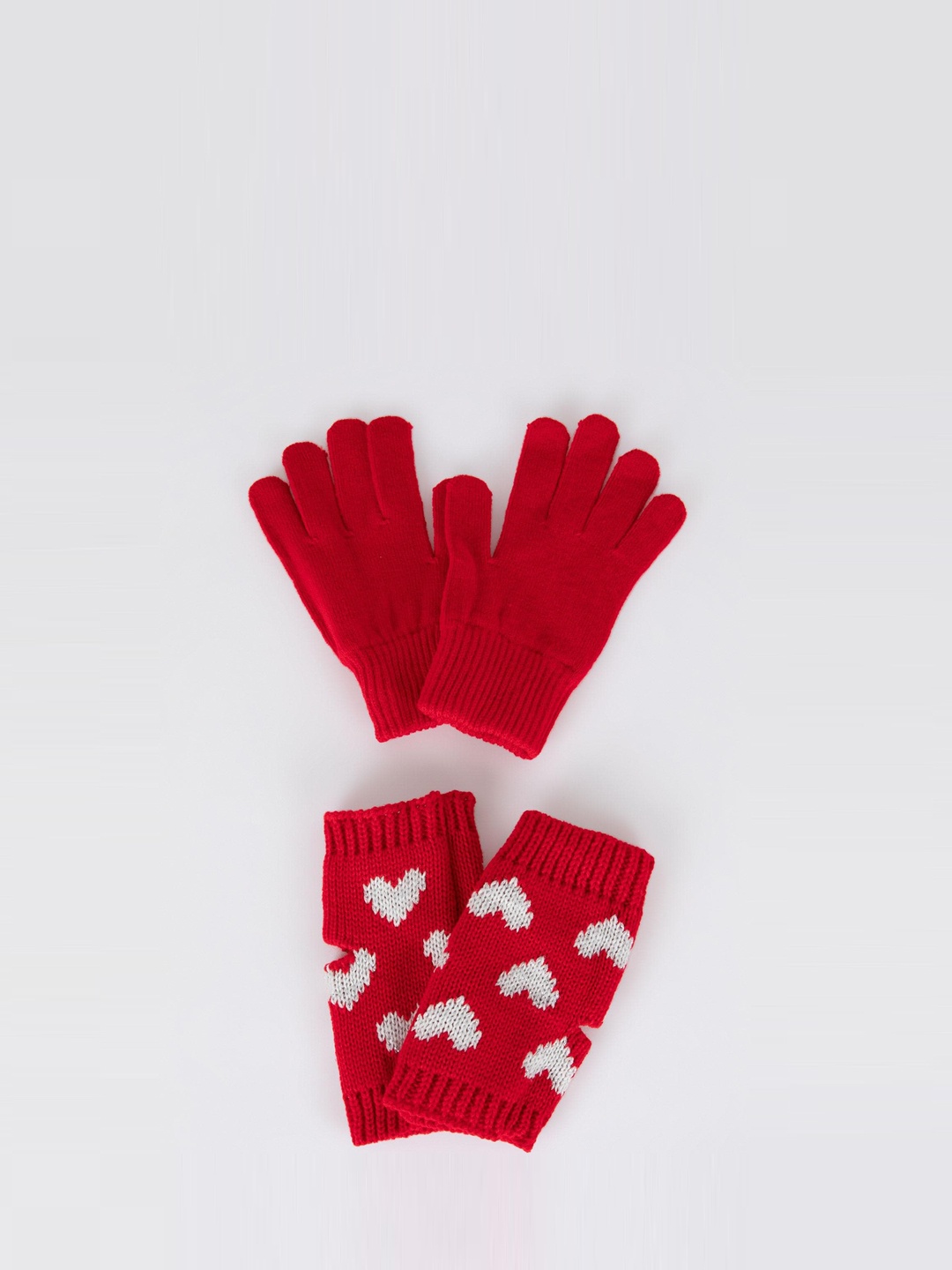 

DeFacto Women Pack Of 2 Acrylic Knitted Hand Gloves, Red