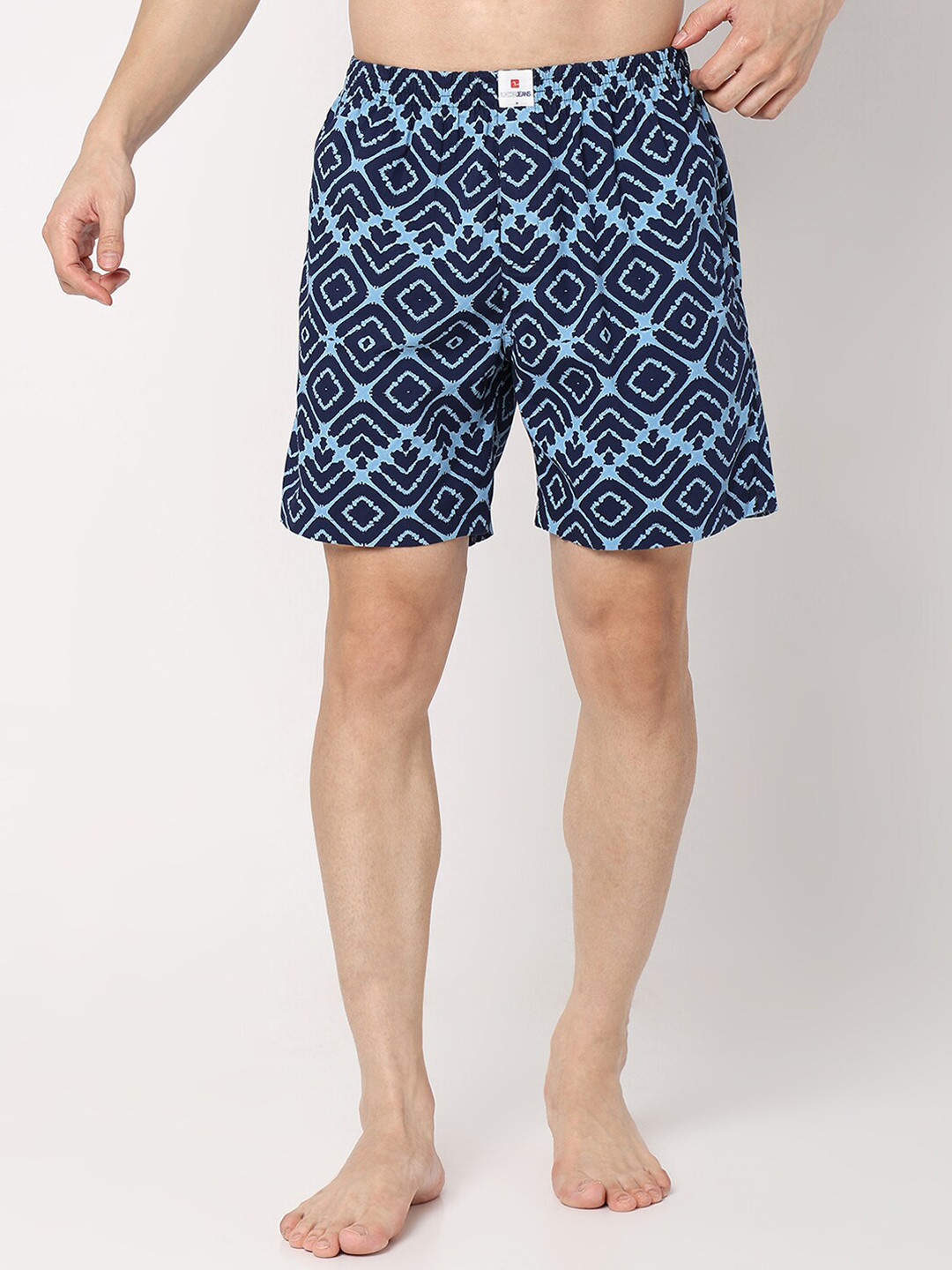 

UnderJeans by Spykar Men Printed Mid-Rise Regular Fit Lounge Shorts, Blue