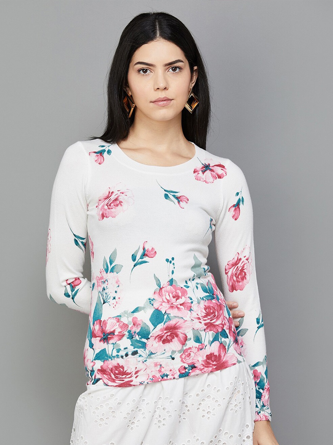 

CODE by Lifestyle Floral Printed Knitted Top, White