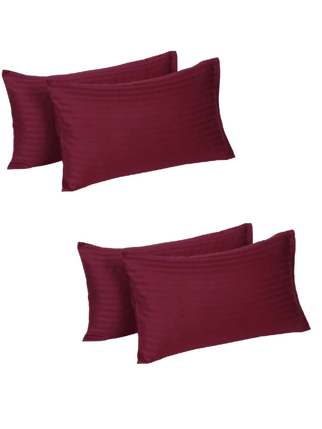 

Naksh Maroon 4-Pieces Striped 210 TC Cotton Pillow Covers