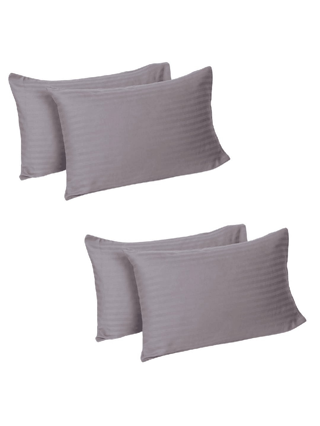 

Naksh Silver 4-Pieces Striped 210 TC Cotton Pillow Covers
