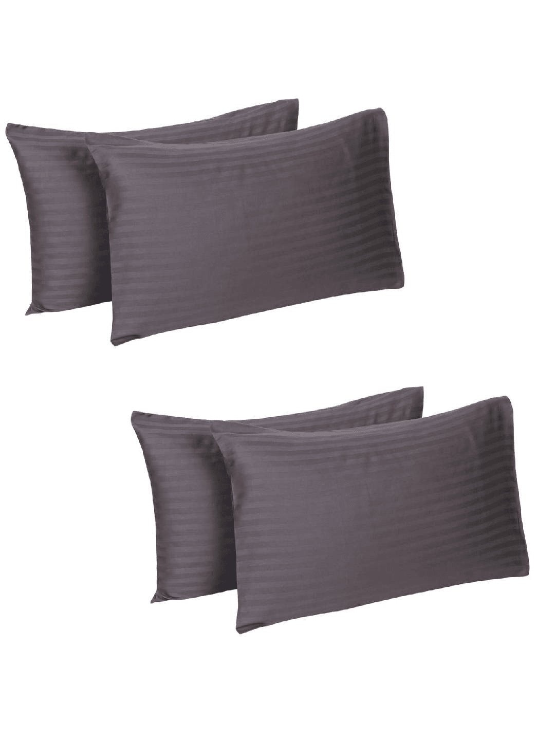 

Naksh Grey 4-Pieces Striped 210 TC Cotton Pillow Covers