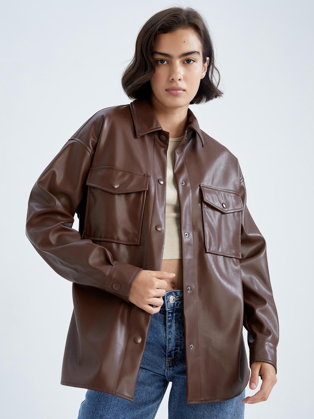 

DeFacto Spread Collar Biker Jacket, Na