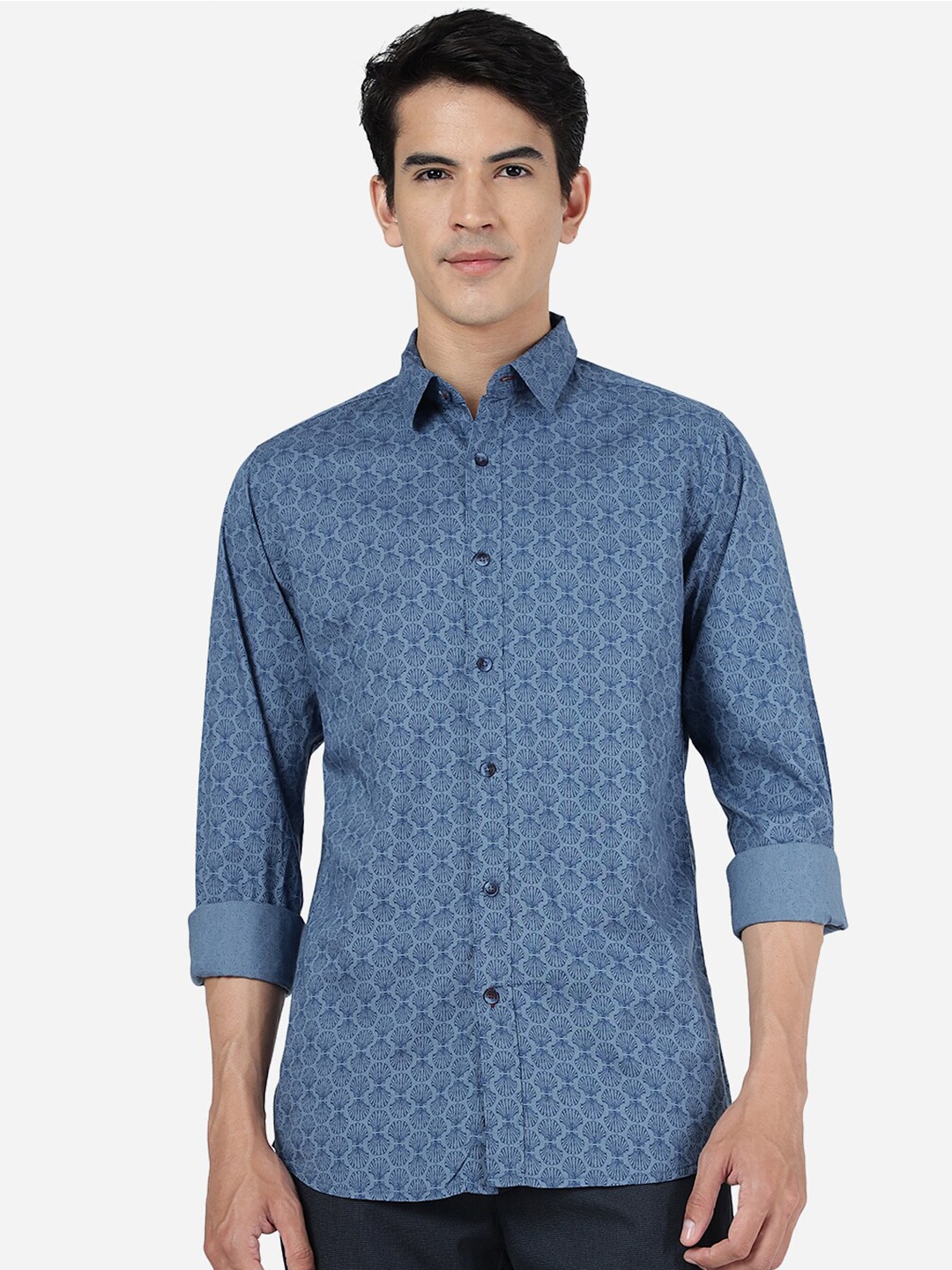 

JADE BLUE Slim Fit Conversational Printed Spread Collar Long Sleeve Cotton Casual Shirt