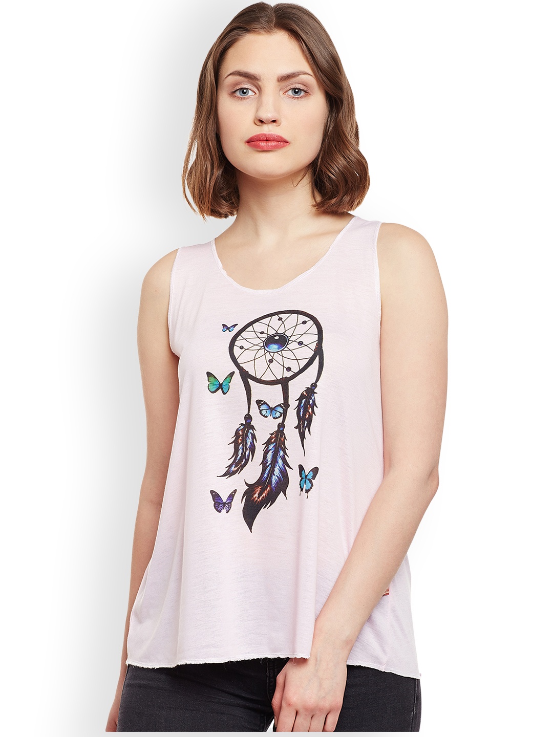

VIMAL Women Pink Printed Tank Top