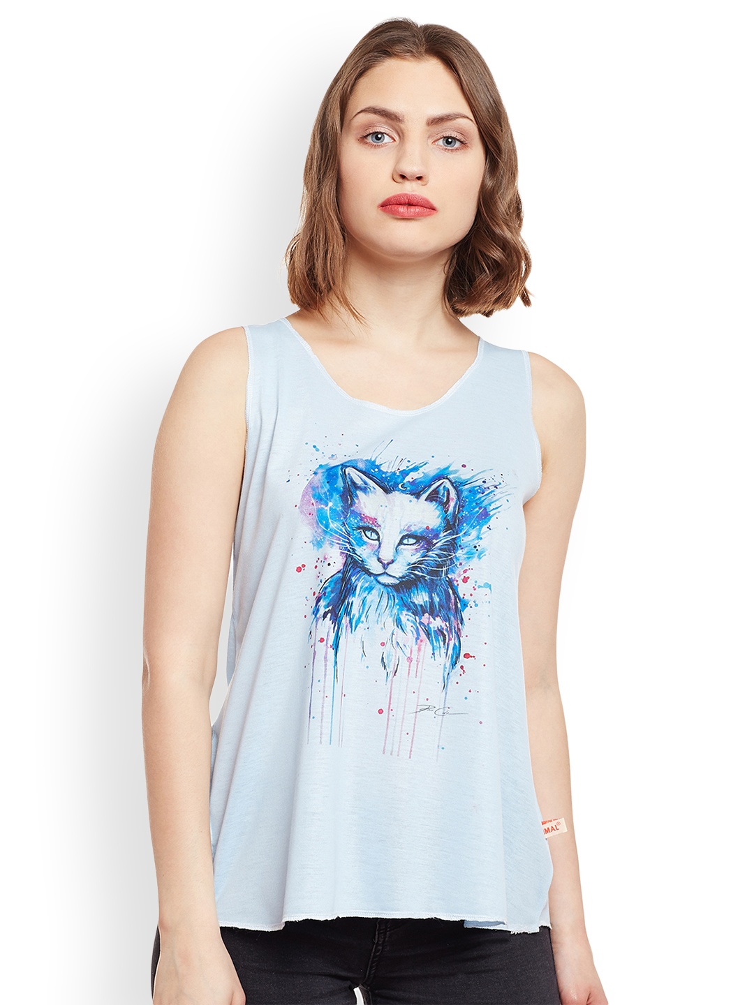 

VIMAL Women Blue Printed Tank Top