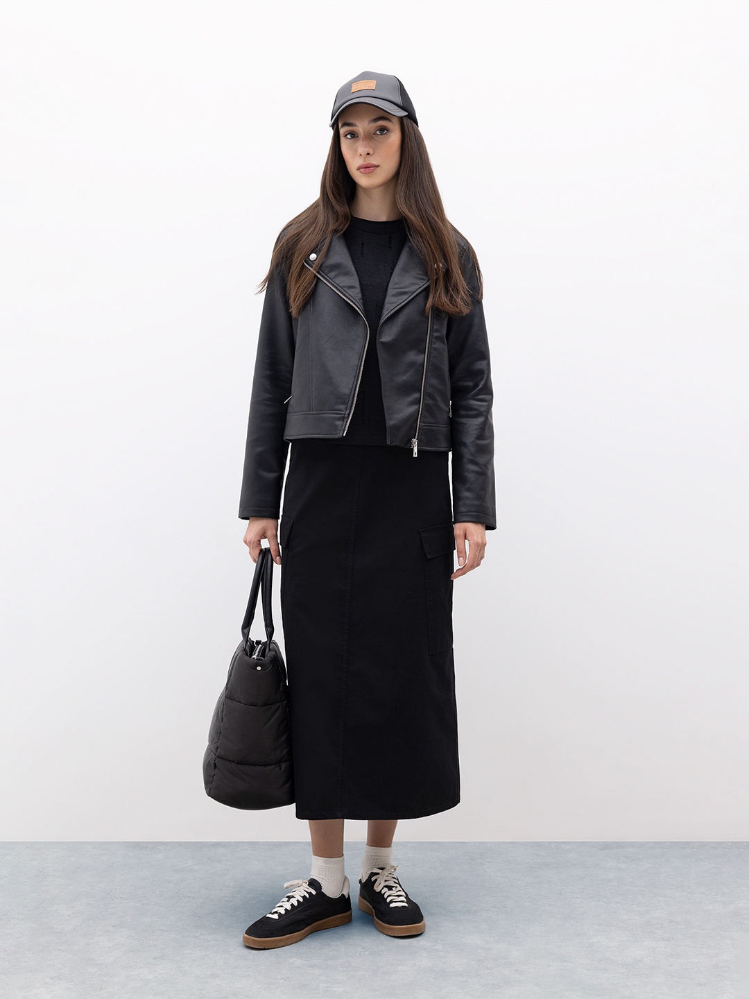 

DeFacto Pure Cotton A-Line Midi Skirt, Black