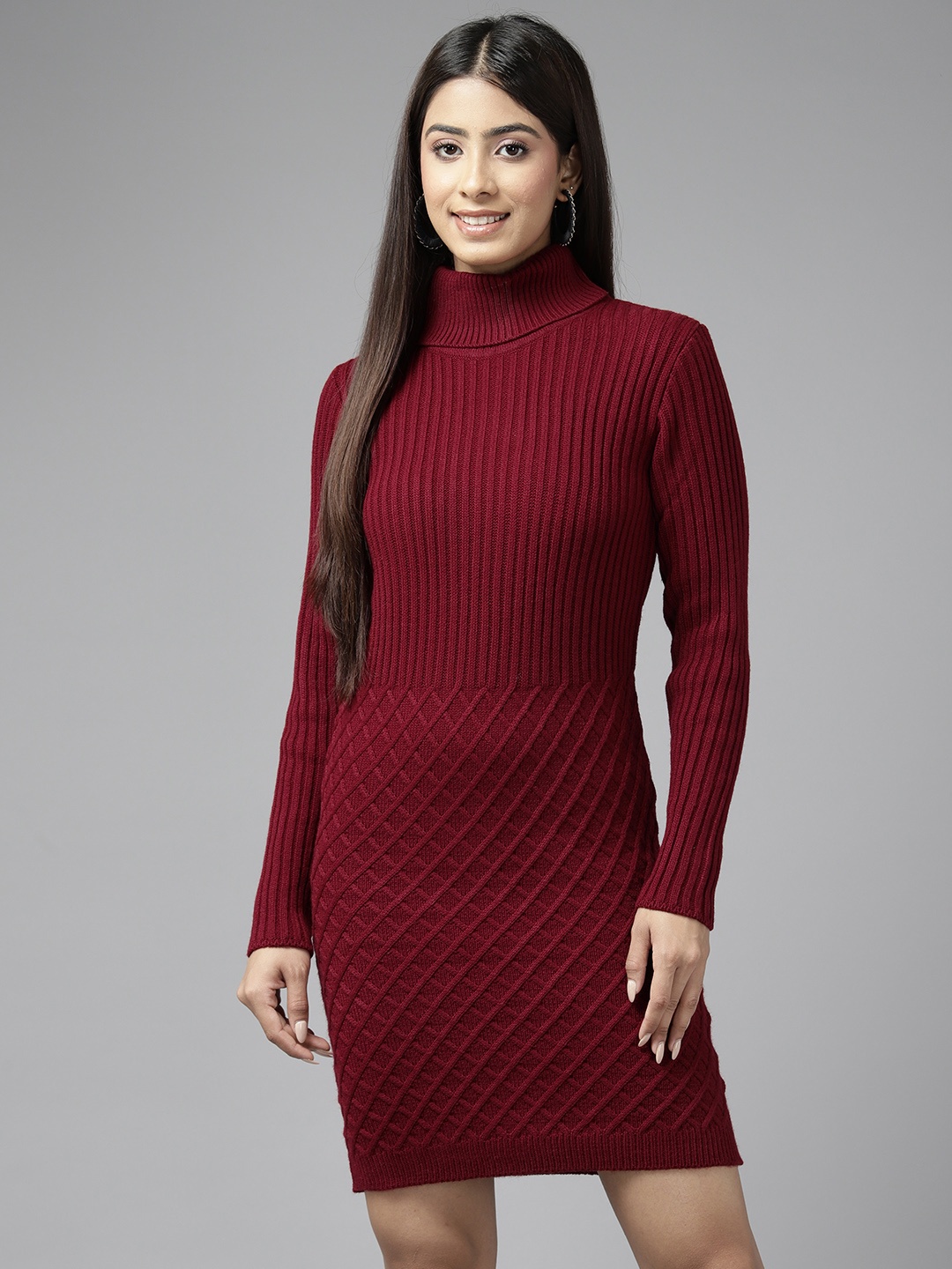 

Cayman Solid Acrylic Jumper Dress, Maroon