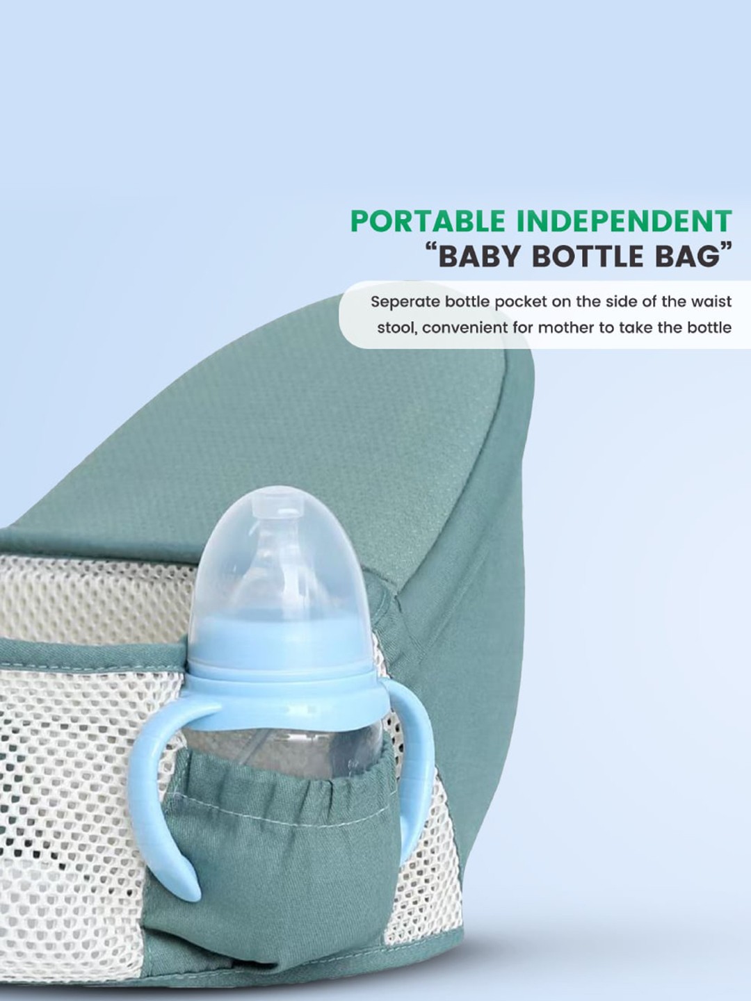 

BAYBEE Green 6 in 1 Ergo Hip Seat Baby Carrier With 6 Carry Positions Kangaroo Bag