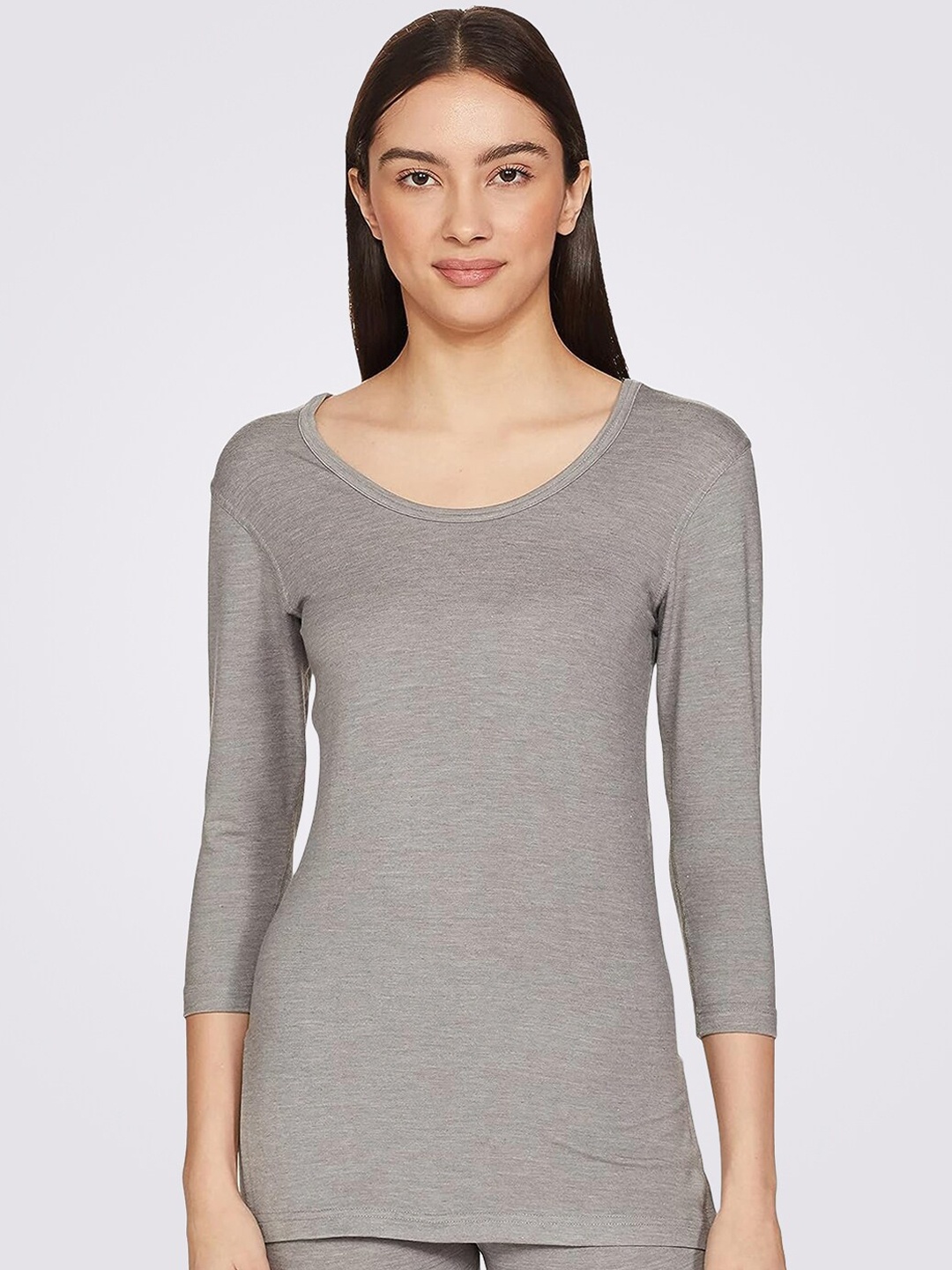 

Fruit of the loom Round Neck Thermal Top, Grey melange