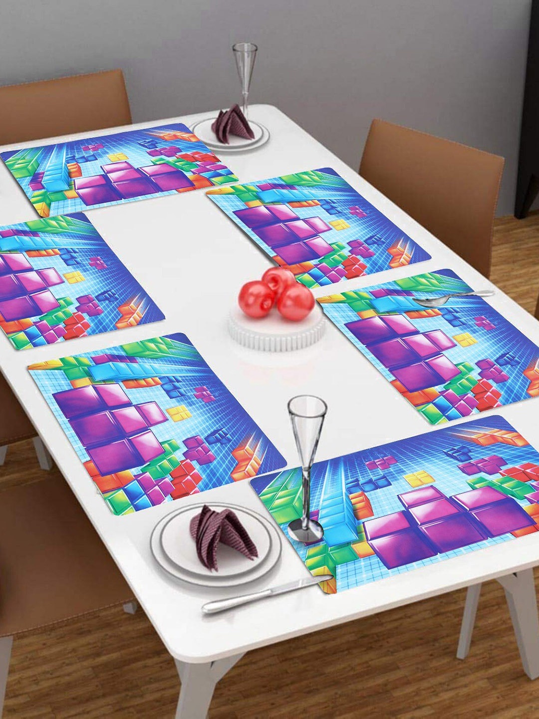 

Dakshya Industries Blue & Pink 6 Pieces Printed Table Placemats, Lavender
