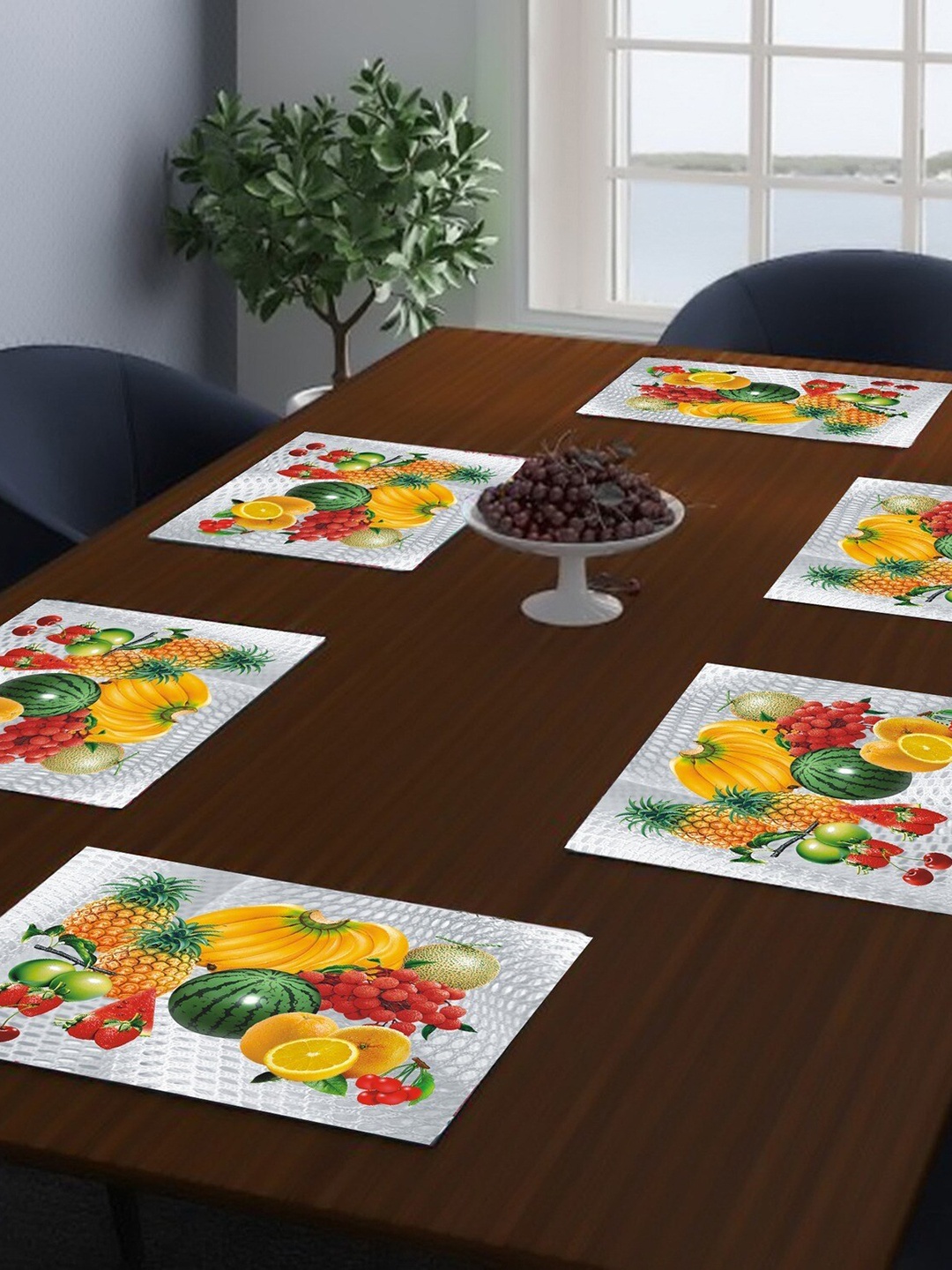 

Dakshya Industries Yellow & Grey 6 Pieces Fruits Printed Table Placemats