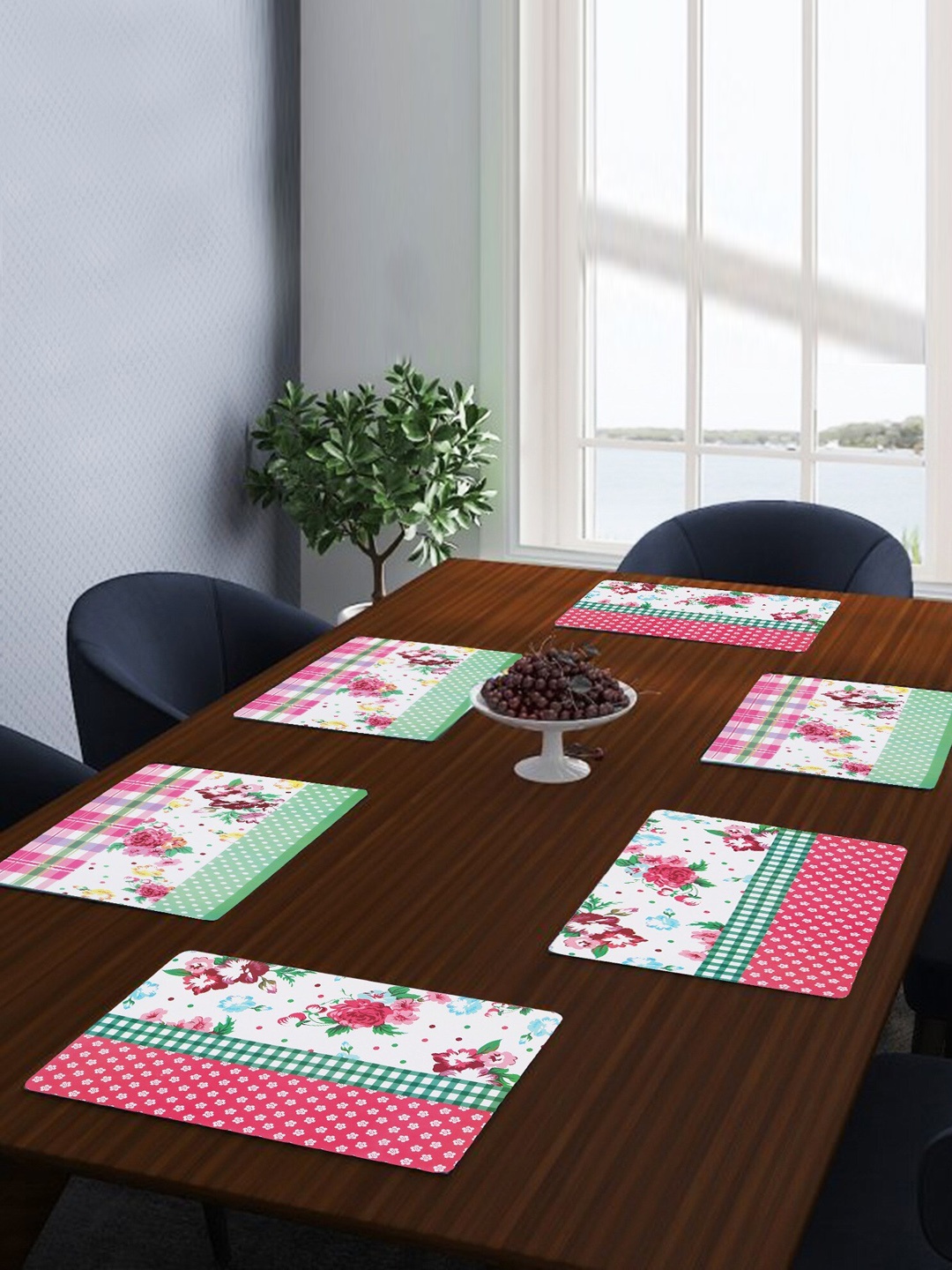 

Dakshya Industries Pink & White 6 Pieces Printed Table Placemats