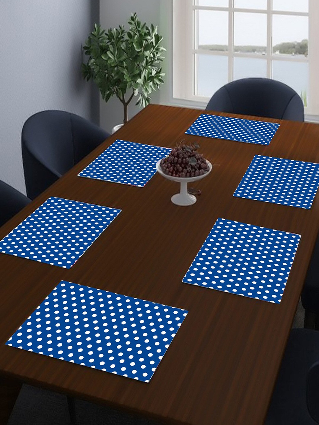 

Dakshya Industries Blue & White 6 Pieces Polka Dot Printed Table Placemats