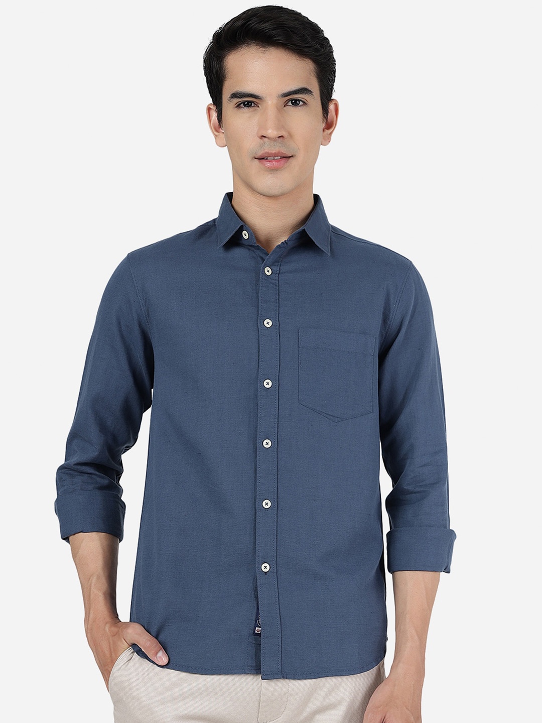 

Greenfibre Slim Fit Pure Cotton Casual Shirt, Blue