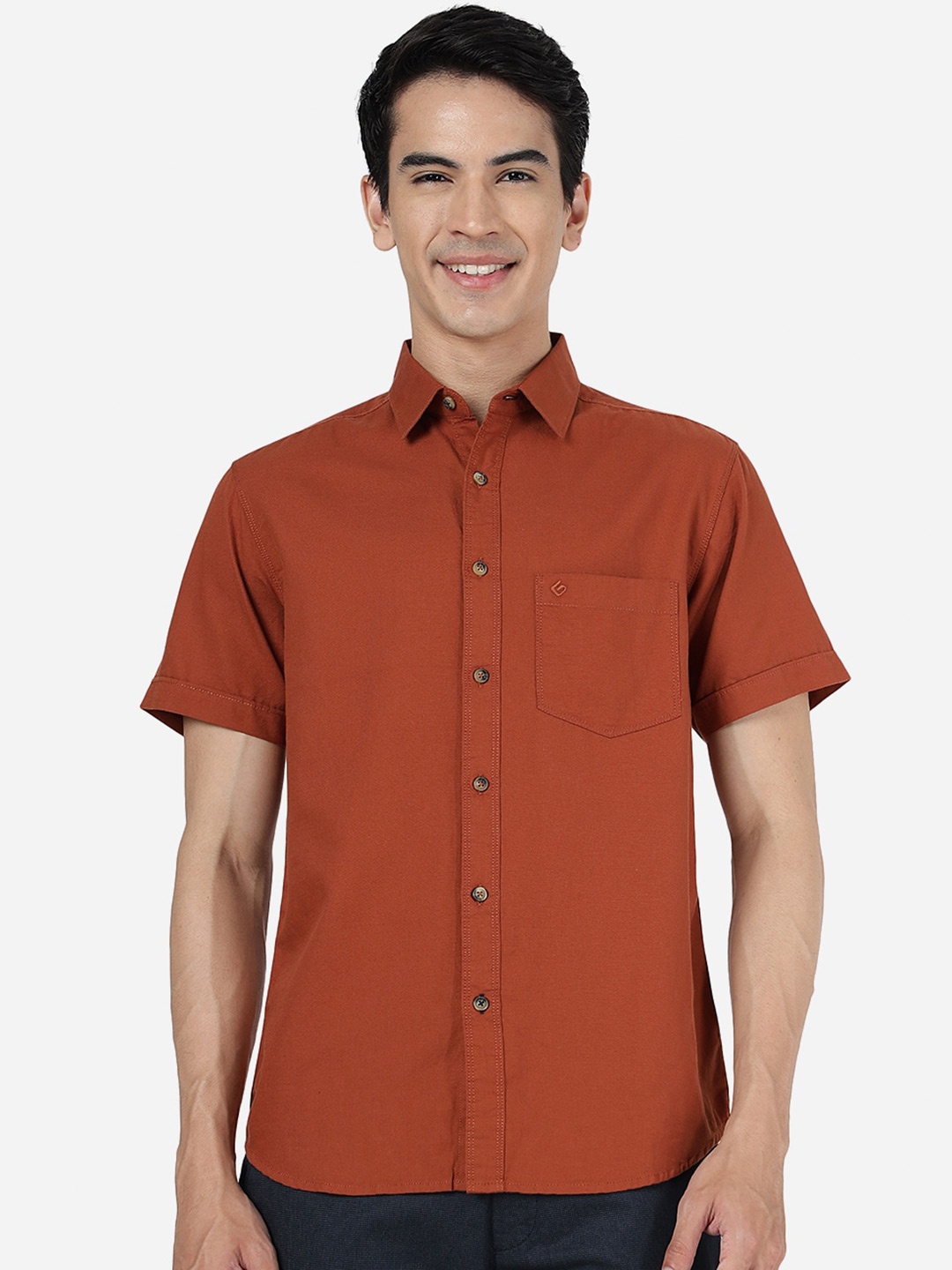 

Greenfibre Slim Fit Pure Cotton Casual Shirt, Rust