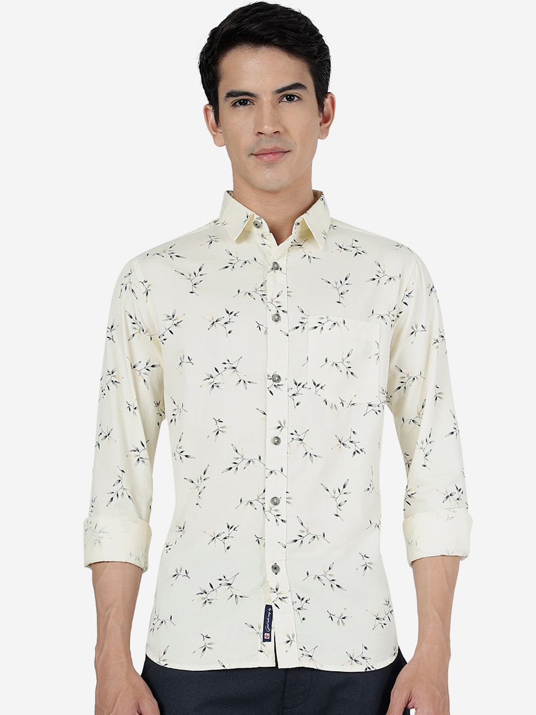 

Greenfibre Floral Printed Slim Fit Pure Cotton Casual Shirt, White