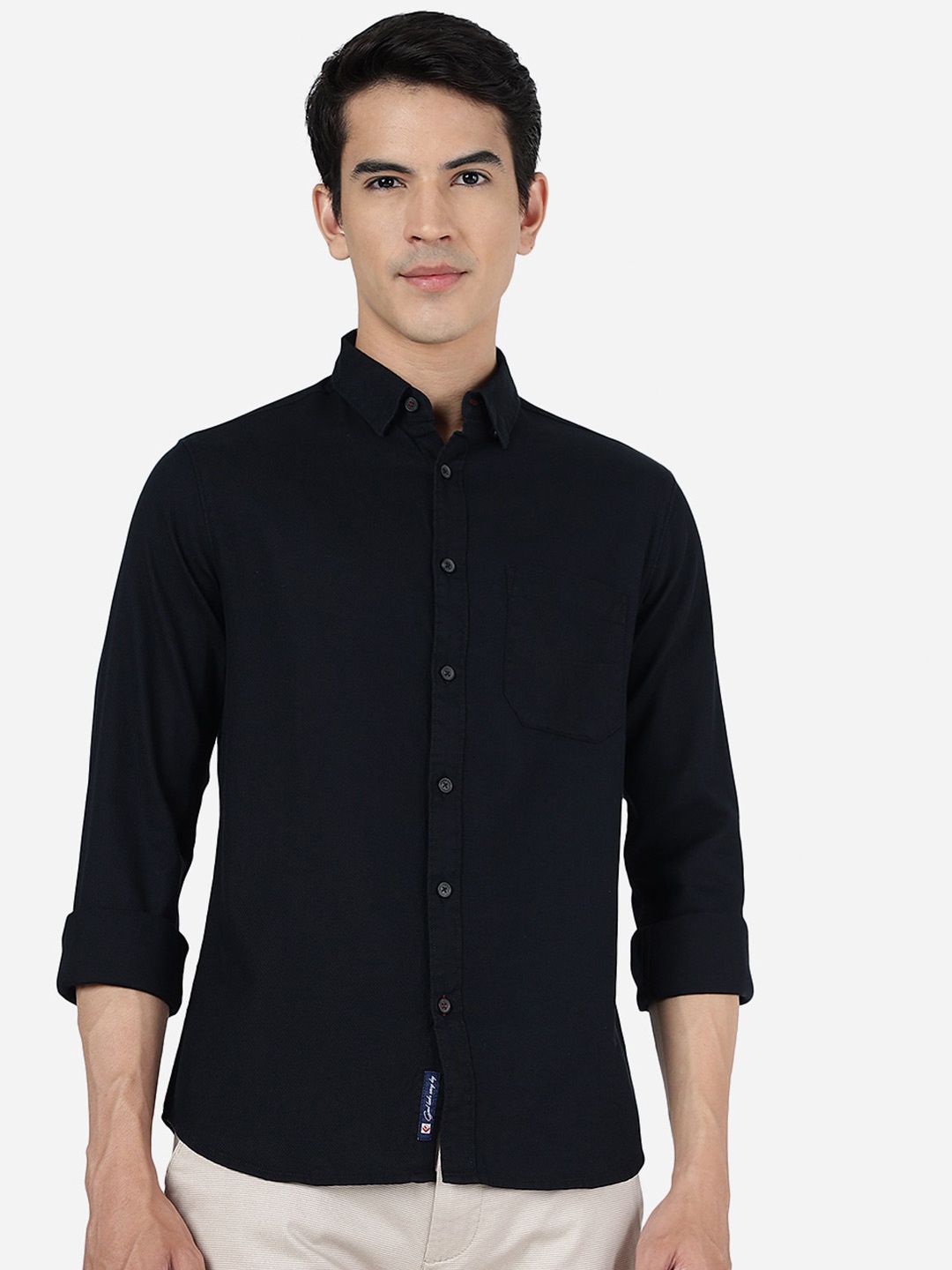 

Greenfibre Slim Fit Opaque Cotton Casual Shirt, Black