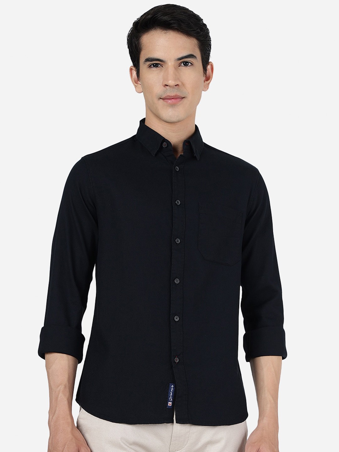 

Greenfibre Slim Fit Opaque Cotton Casual Shirt, Black