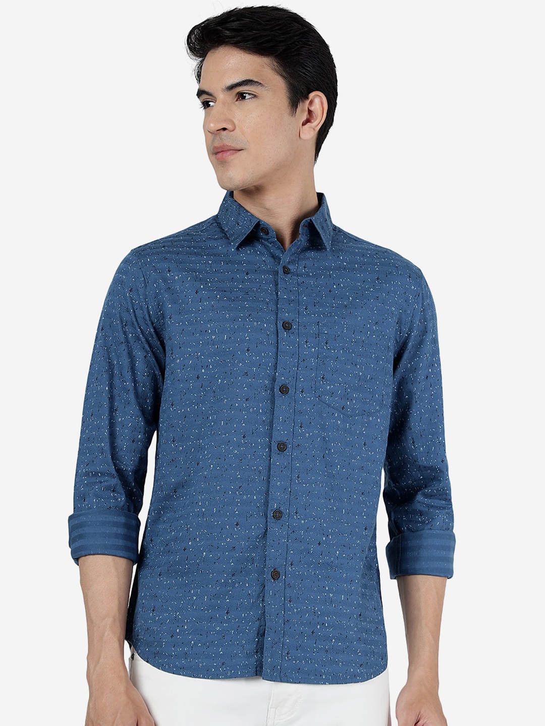 

Greenfibre Abstract Printed Slim Fit Cotton Casual Shirt, Blue