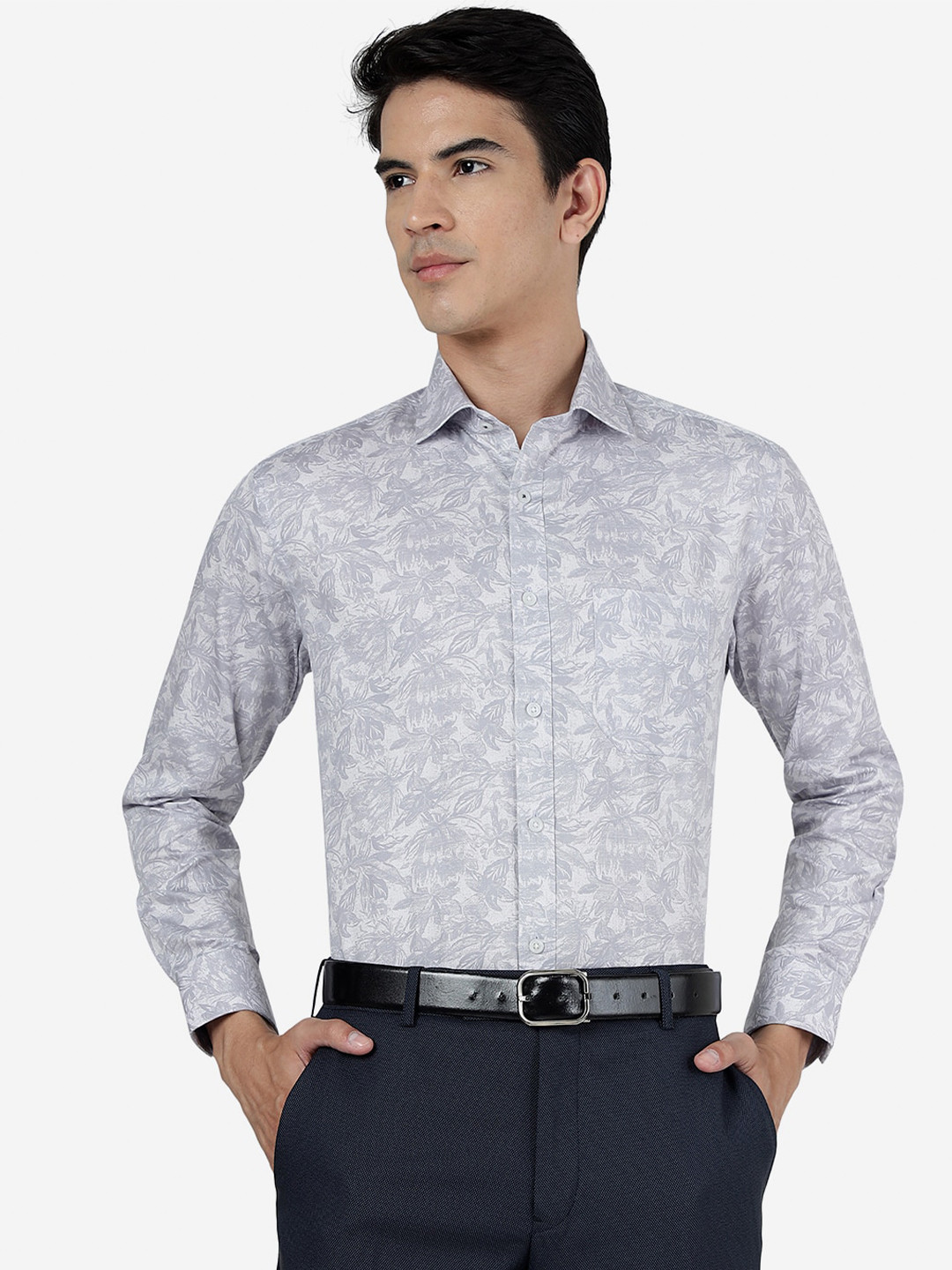

Greenfibre Floral Printed Slim Fit Opaque Formal Shirt, Purple